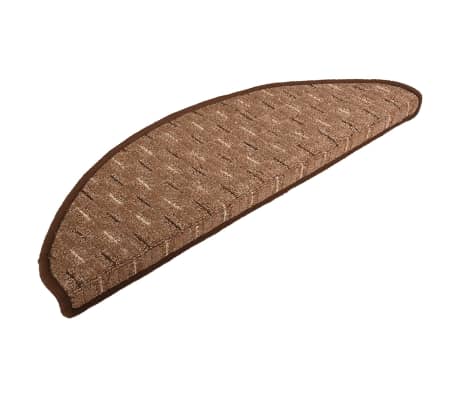 vidaXL Tapete/carpete para degraus 15 pcs 65x21x4 cm castanho