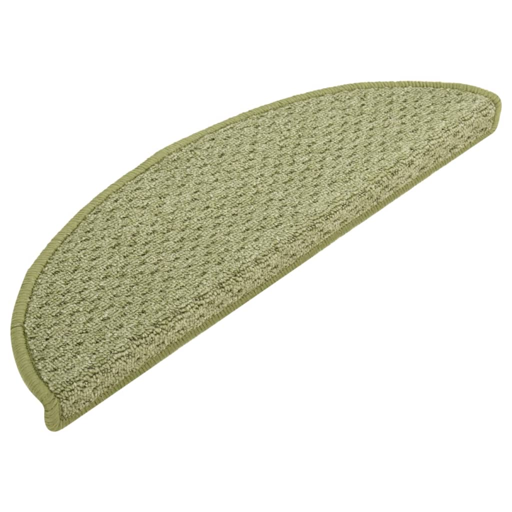 vidaXL kāpņu paklāji, 15 gab., zaļi, 56x20 cm