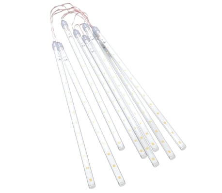 vidaXL Luzes meteoro 8 pcs 30 cm 192 luzes LED int./ext. branco quente