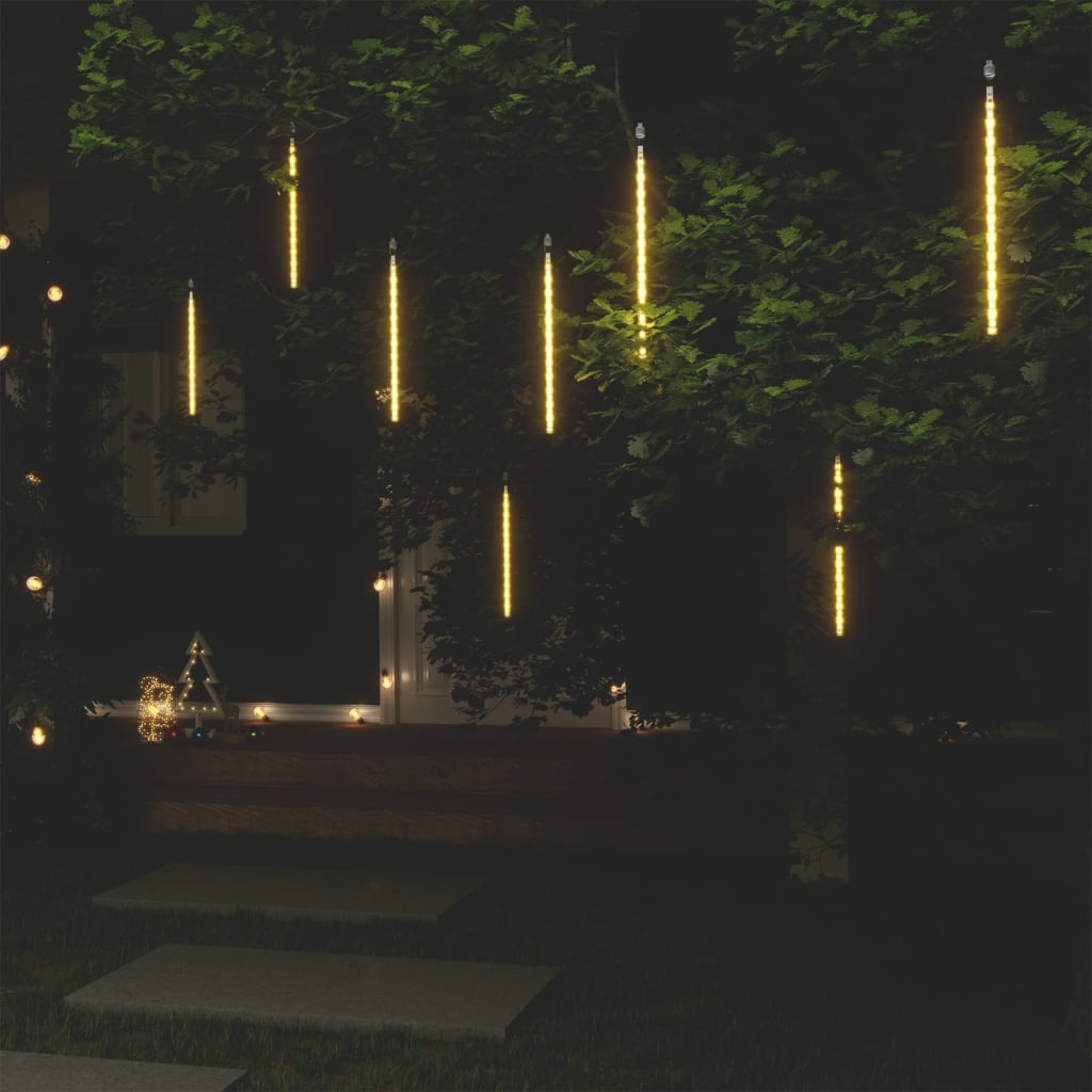 vidaXL Lumini de meteoriți 8 buc. alb cald 30 cm 192 LED-uri int./ext.