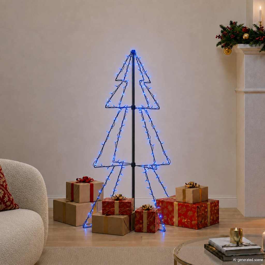 Lysende Juletræ 160 LED'er Indendørs/Udendørs - Blå / 120 x 78 cm