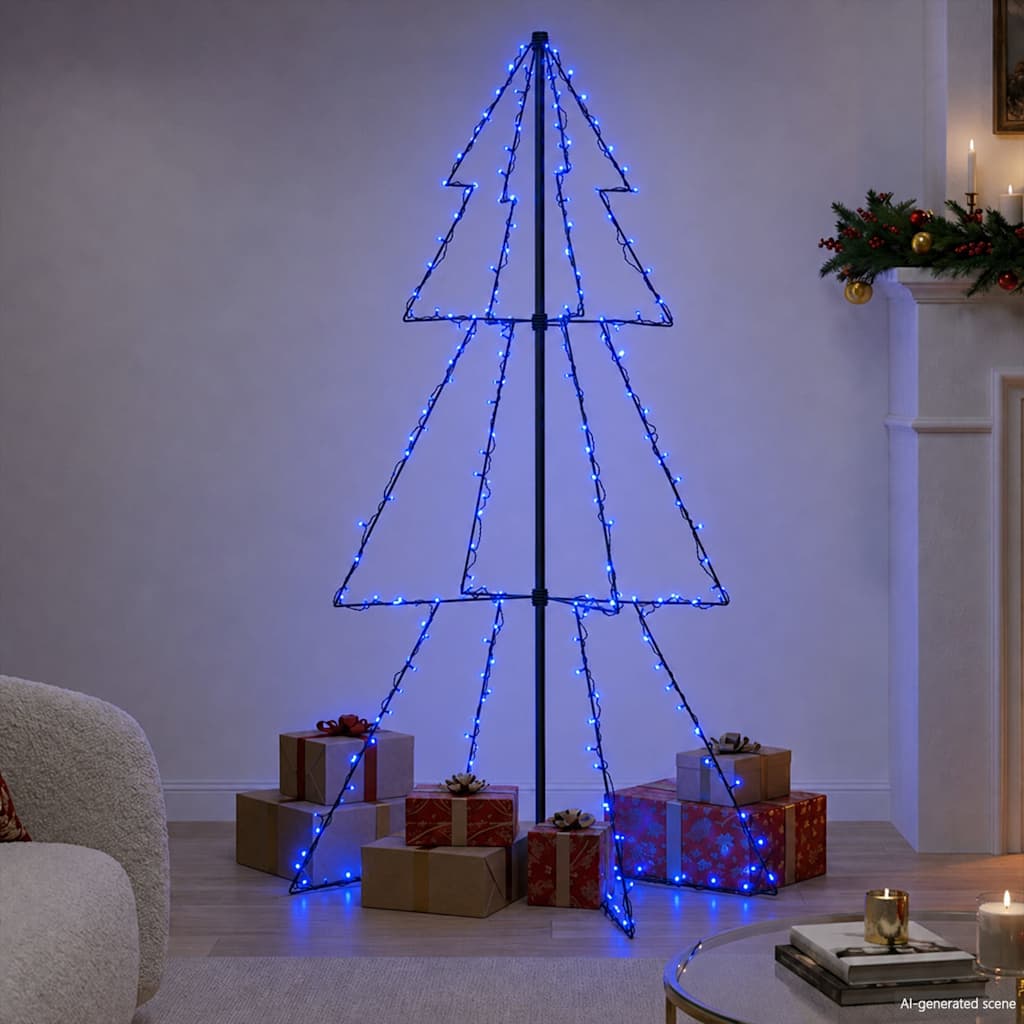 Lysende Juletræ 160 LED'er Indendørs/Udendørs - Blå / 150 x 98 cm