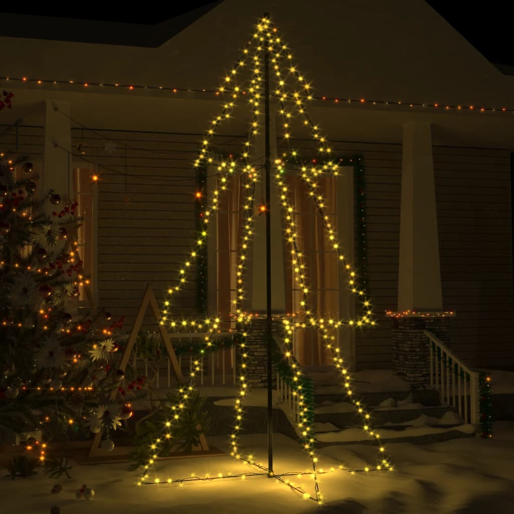 vidaXL Brad Crăciun conic, 120×220 cm, 300 LED-uri, interior&exterior