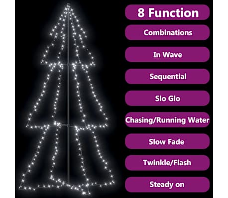 vidaXL Christmas Cone Tree 300 LEDs Indoor and Outdoor 120x220 cm