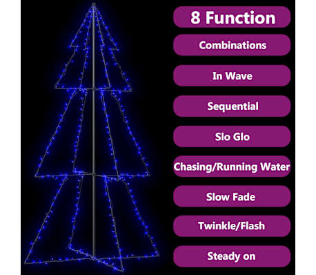 vidaXL Weihnachtsbaum in Kegelform 300 LEDs Indoor & Outdoor 120x220cm