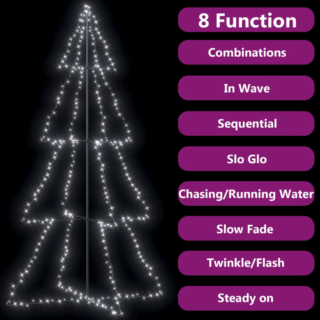 

vidaXL Kegelkerstboom 360 LED's binnen en buiten 143x250 cm