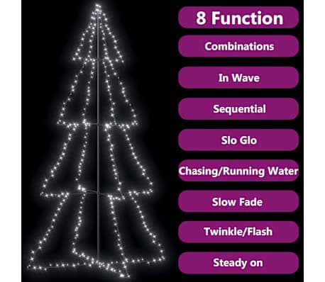 vidaXL Albero di Natale a Cono 360 LED per Interni Esterni 143x250 cm