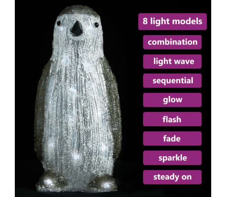vidaXL LED Christmas Acrylic Penguin Figure Indoor and Outdoor 30cm