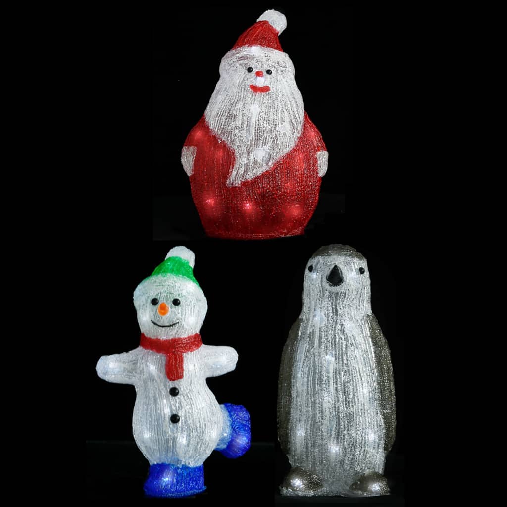 vidaXL 3-delige Kerstfigurenset LED binnen en buiten acryl