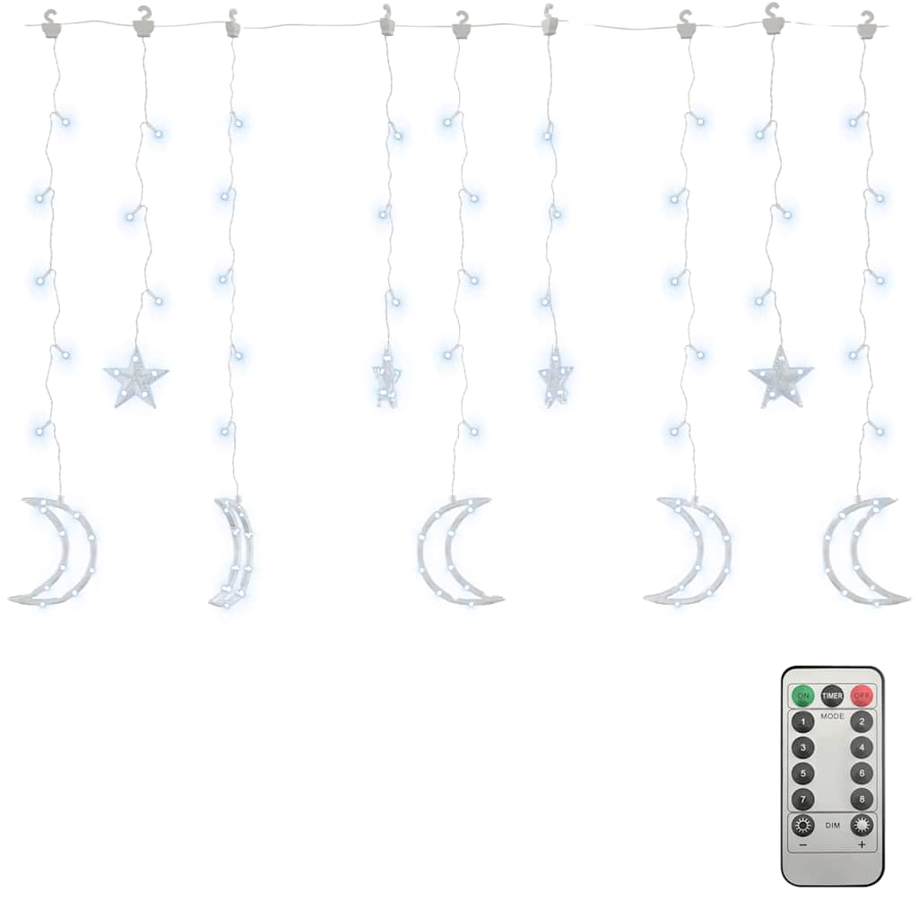 Photos - Other Decoration VidaXL Star and Moon Fairy Lights Remote Control 138 LED Cold White 