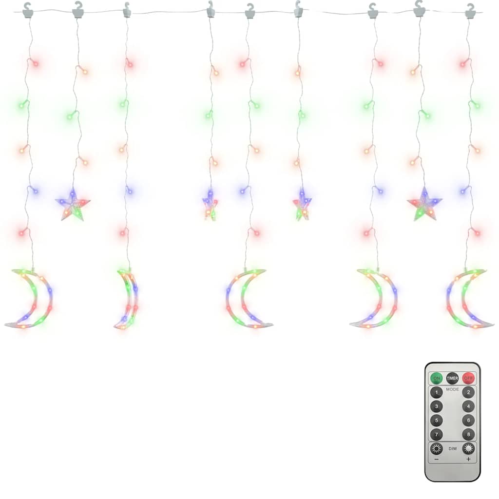 Photos - Other Decoration VidaXL Star and Moon Fairy Lights Remote Control 138 LED Colorful