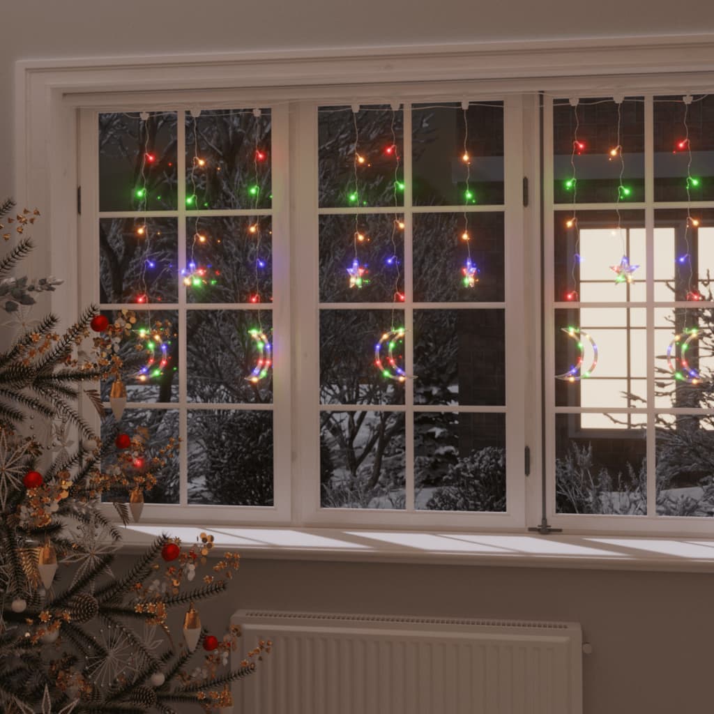 vida XL Lichterketten Stern und Mond Fernbedienung 138 LED Bunt