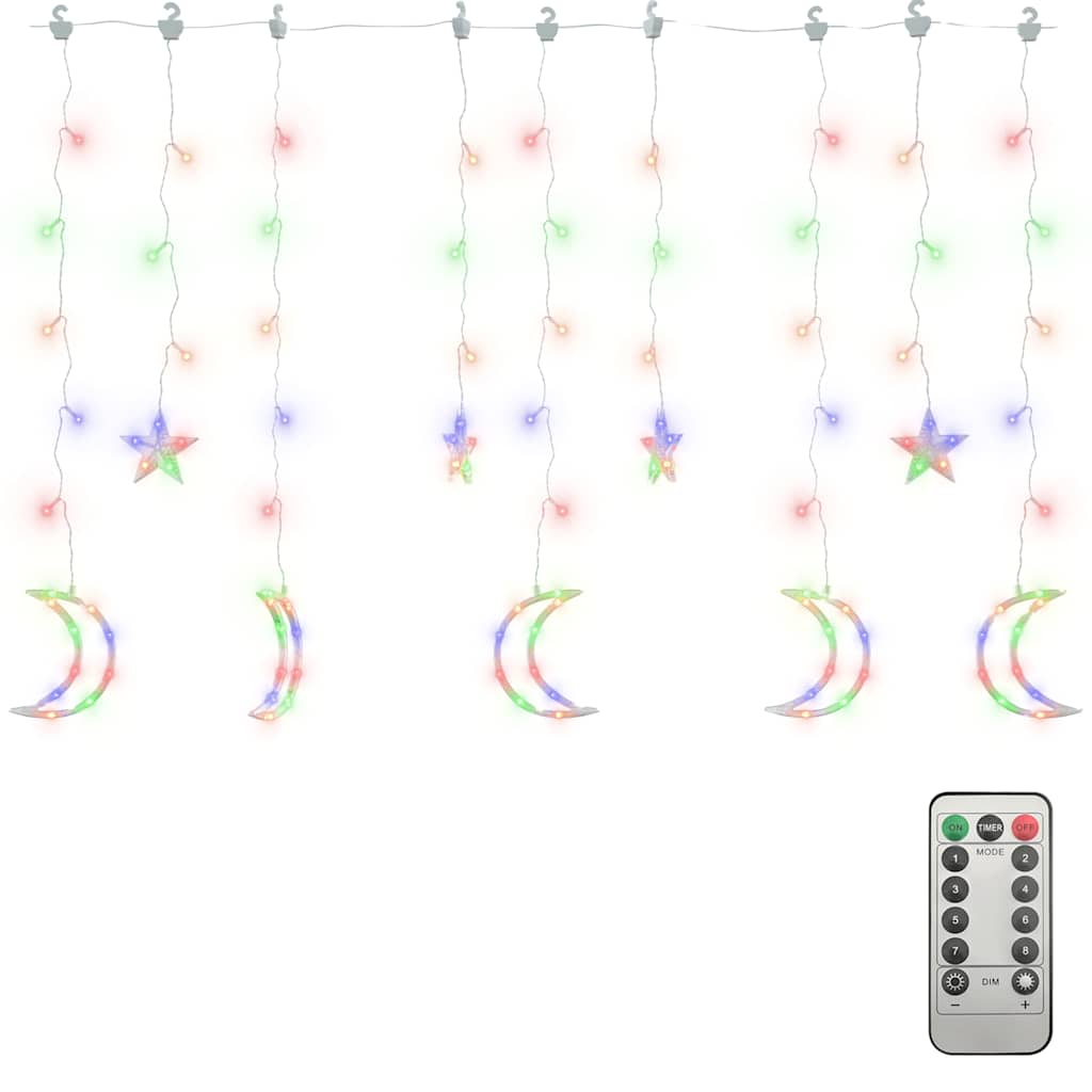 vidaXL Hviezdy a mesiac svetlá diaľkové ovládanie 345 LED farebné