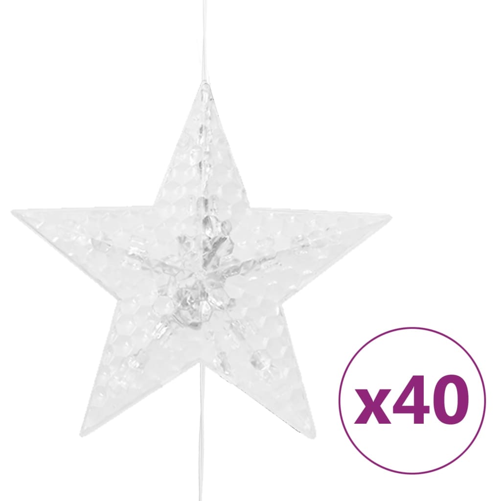 Guirlande rideau à étoiles 156 LED blanc neutre 1,2 m LUMINEO