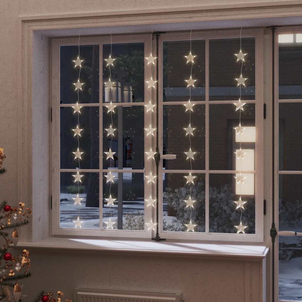 vidaXL LED Sternenvorhang Lichterkette 200 LED Warmweiß 8 Funktionen