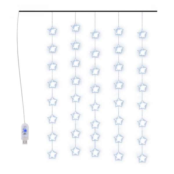 vidaXL LED-valguskardin t&auml;htedega, 200 LEDi, sinine, 8 funktsiooni
