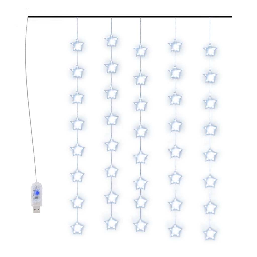 Thumbnail - vidaXL LED Sternenvorhang Lichterkette 200 LED Blau 8 Funktionen