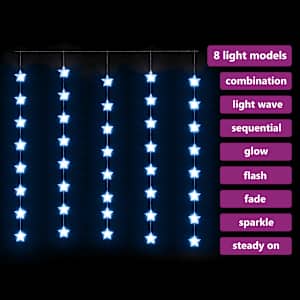 Světelný závěs hvězdičky 200 LED modré světlo 8 funkcí - obrázek 3