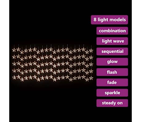 vidaXL Eventyrlysgardin stjerner 500 LED varmhvit 8 funksjoner