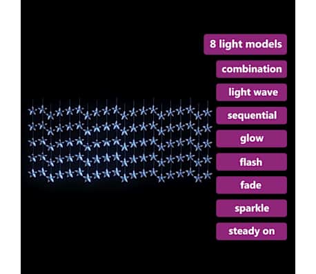 vidaXL LED-valoverho tähtikeijuvalot 500 LEDiä sininen 8-toimintoa