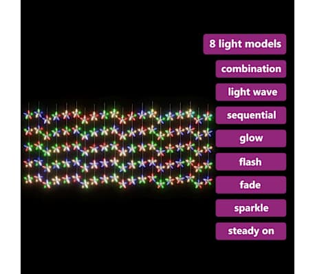 vidaXL LED Sternenvorhang Lichterkette 500 LED Bunt 8 Funktionen