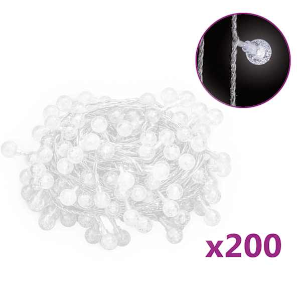 vidaXL haldjatulede kett 20 m, 200 LEDi, k&uuml;lm valge, 8 funktsiooni
