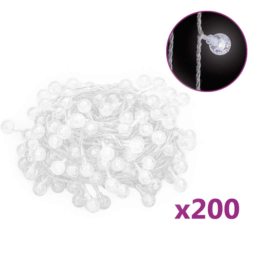 vidaXL Rozprávková svetelná reĹĄaz 20m 200 LED studená biela 8 funkciĂ