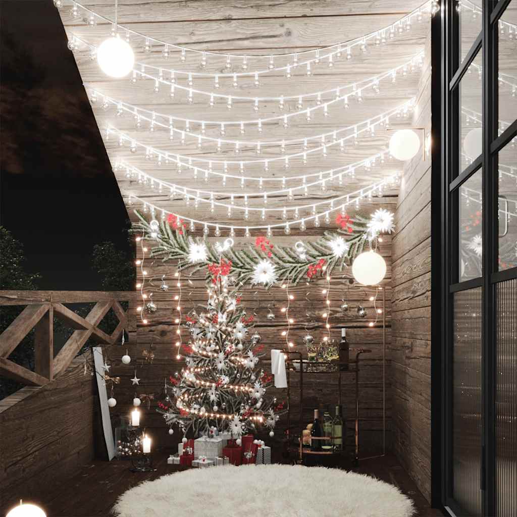 vida XL Lichterkette Kugeln 20 m 200 LED Kaltweiß 8 Funktionen