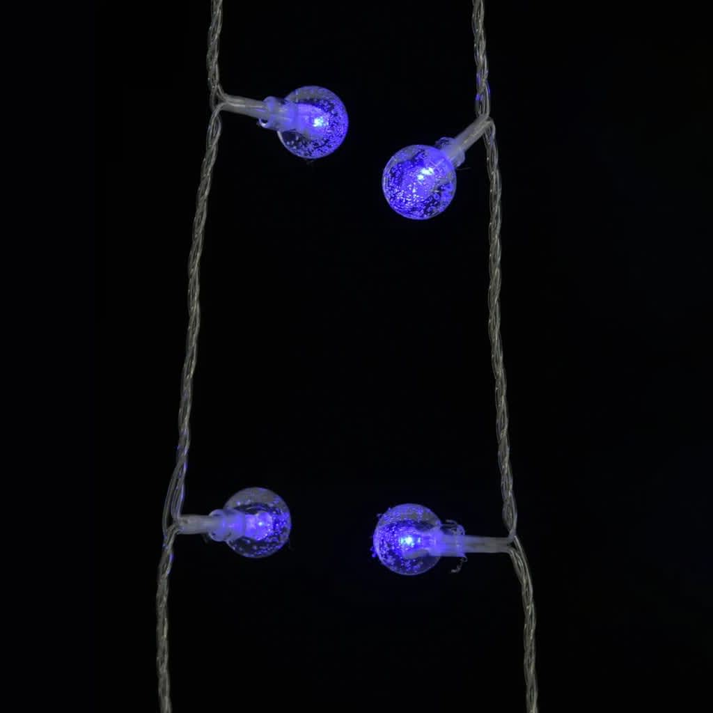 Gömb alakú 8 funkciós kék tündérfényfüzér 200 LED-del 20 m 
