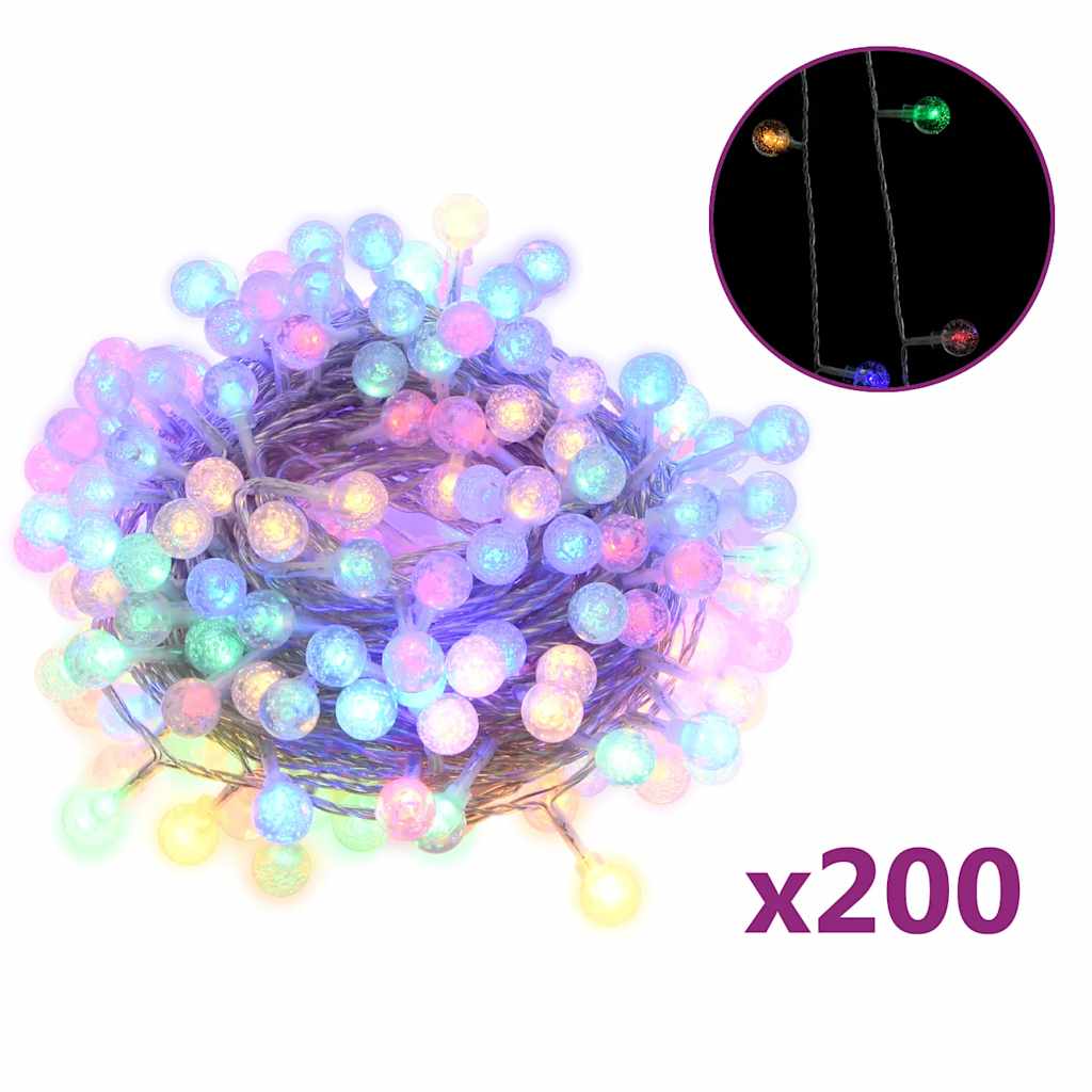 Thumbnail - vidaXL Lichterkette Kugeln 20 m 200 LED Mehrfarbig 8 Funktionen