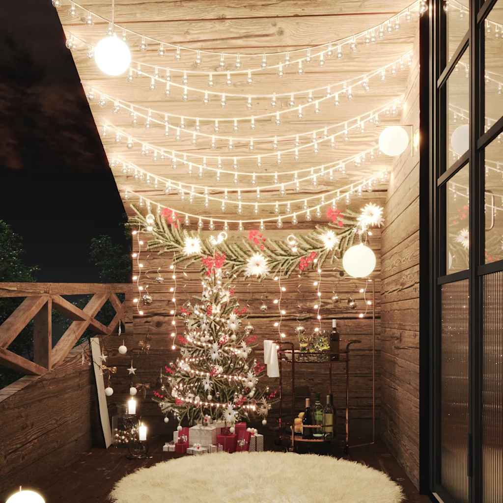 vidaXL Lichterkette Kugeln 40 m 400 LED Warmweiß 8 Funktionen