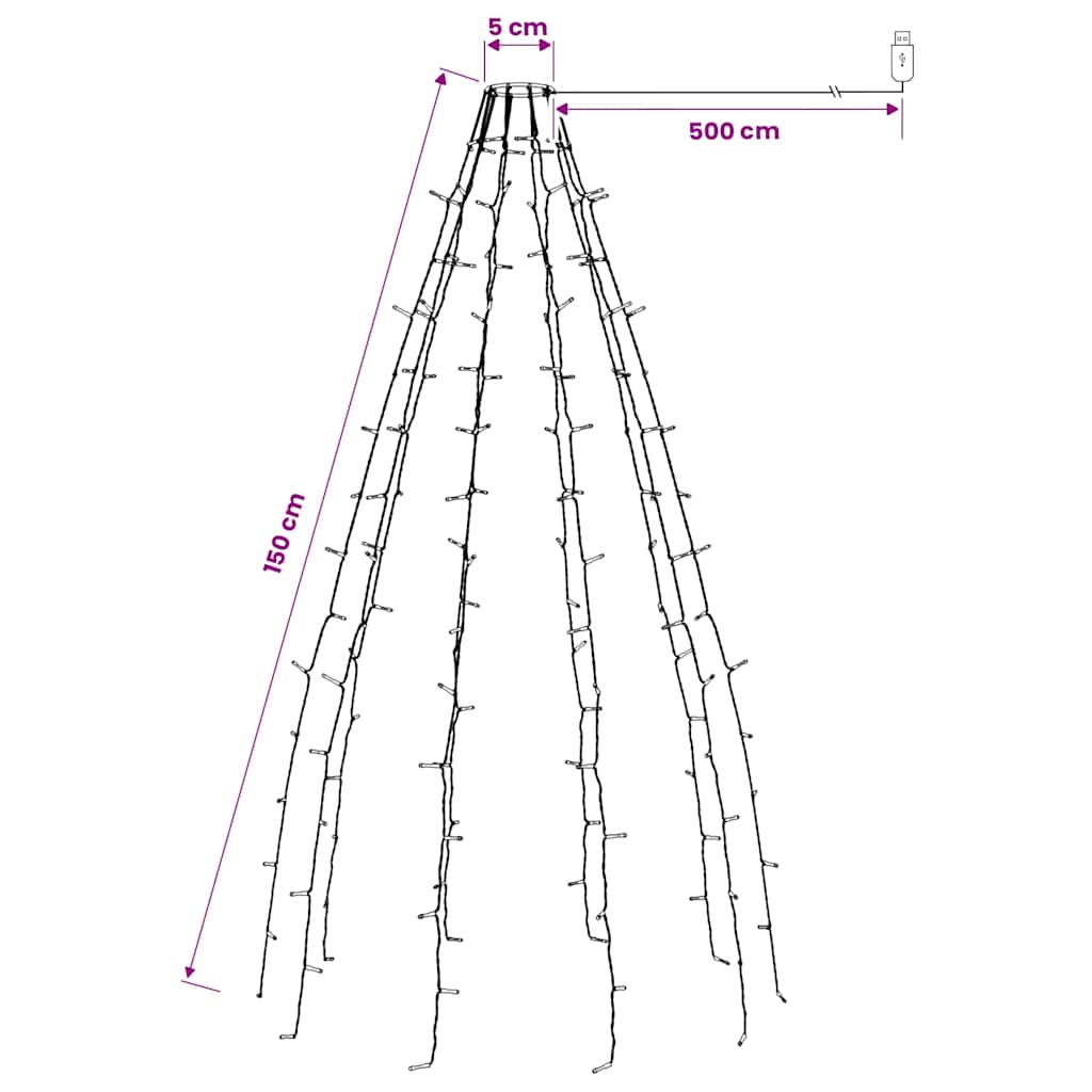 Lučke za novoletno jelko 150 LED lučk barvne 150 cm - slika 8