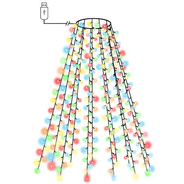 vidaXL kuusetuled, v&otilde;rk, 210 LEDi, v&auml;rviline, 210 cm