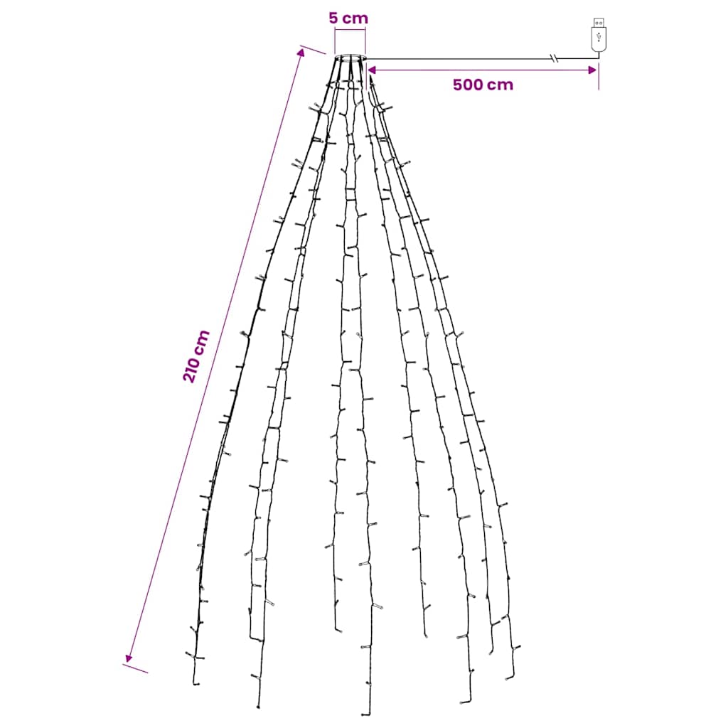 Lučke za novoletno jelko 210 LED lučk barvne 210 cm - slika 7