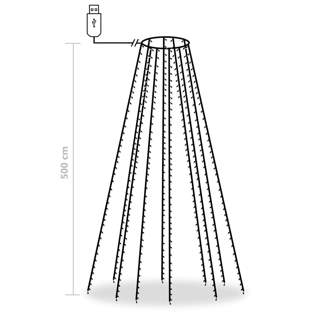 500 LED-es hideg fehér bel- és kültéri fényfüzér 500 cm