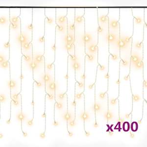 vidaXL LED-valguskardin, 10 m, 400 LEDi, soe valge, 8 funktsiooni
