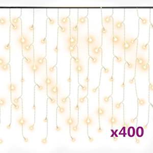 LED světelný závěs s rampouchy 10 m 400 LED teplý bílý 8 funkcí - obrázek 2