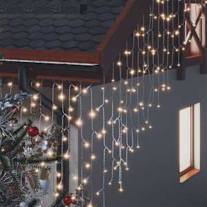 LED světelný závěs s rampouchy 10 m 400 LED teplý bílý 8 funkcí - obrázek 5