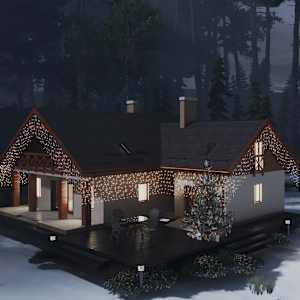 LED světelný závěs s rampouchy 10 m 400 LED teplý bílý 8 funkcí - obrázek 1