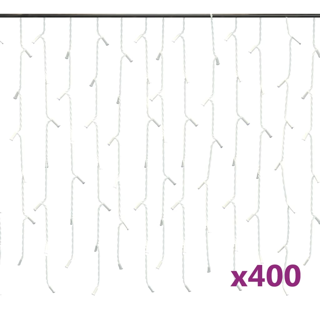 

vidaXL LED Curtain Icicle Lights 393.7" 400 LED Cold White 8 Function