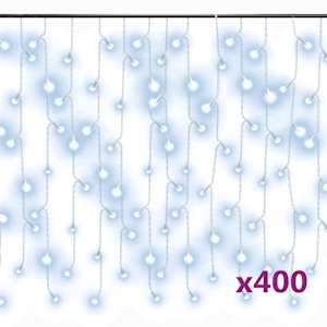 LED světelný závěs rampouchy 10 m 400 LED studený bílý 8 funkcí - obrázek 2