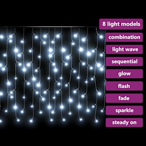 LED světelný závěs rampouchy 10 m 400 LED studený bílý 8 funkcí - obrázek 8