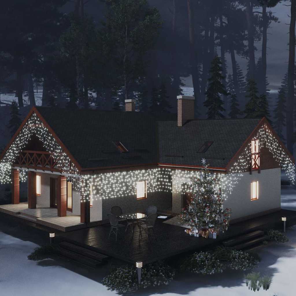 vidaXL Lichtervorhang LED Eiszapfen 10 m 400 LED Kaltweiß 8 Funktionen