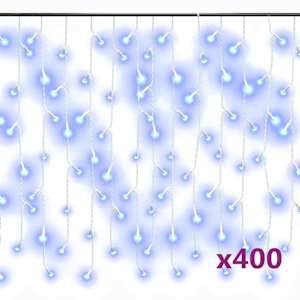 vidaXL LED-valguskardin, 10 m, 400 LEDi, sinine, 8 funktsiooni