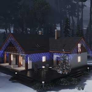 LED světelný závěs s rampouchy 10 m 400 LED modrý 8 funkcí - obrázek 1