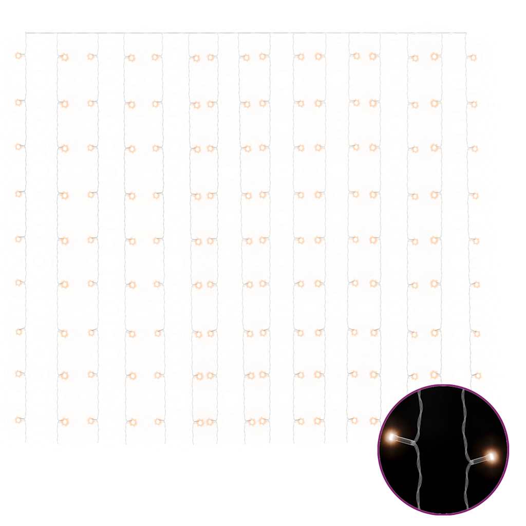 vidaXL Světelný závěs 3 x 3 m 300 LED diod teplé bílé světlo 8 funkcí