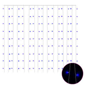 vidaXL LED-tuledest kardin, 3 x 3 m, 300 LEDi, sinine, 8 funktsiooni