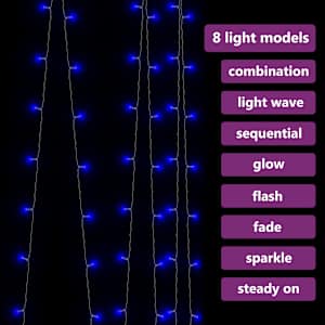 Světelný závěs 3 x 3 m 300 LED diod modré světlo 8 funkcí - obrázek 6