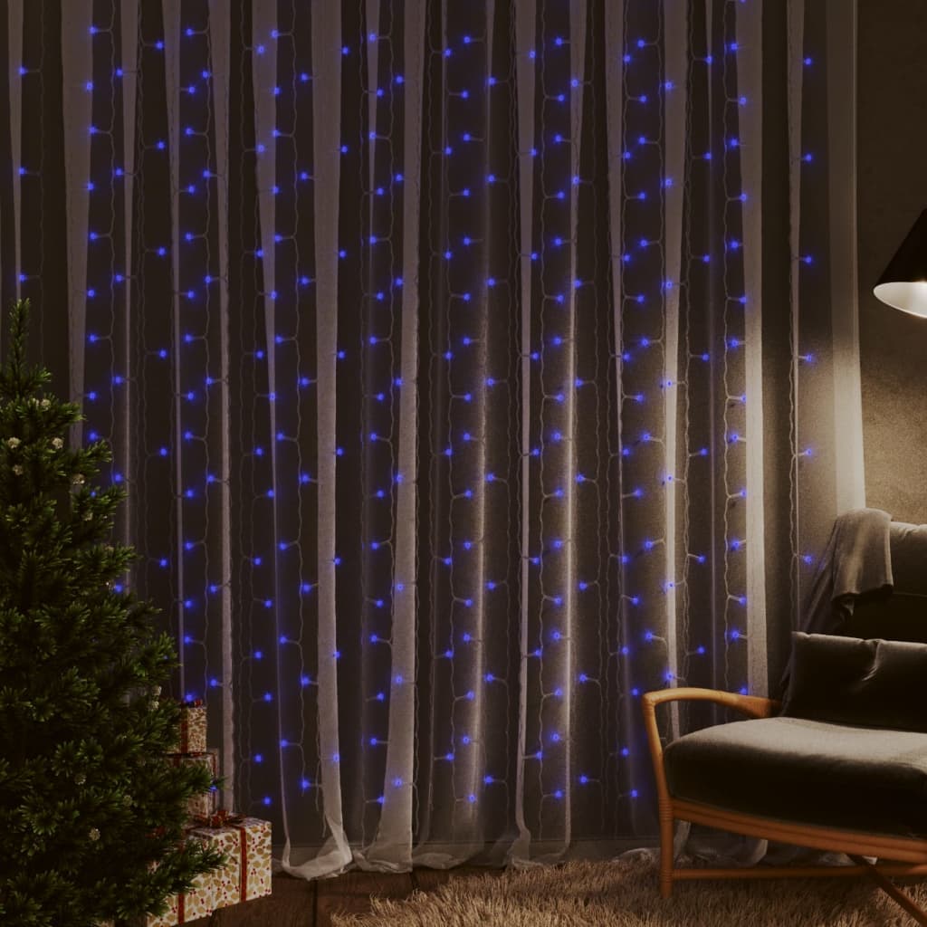 vidaXL Instalație lumini tip perdea 300 LED albastru 3×3 m 8 funcții