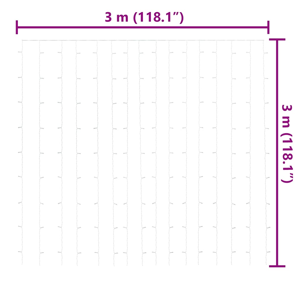 Tenda Luci A Ghiaccioli 3x3m 300 LED Colorati 8 Funzioni VidaXL 14 width=274